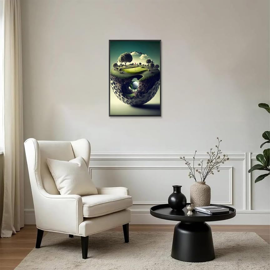 Funny Golf Course Poster Golf Landscape Canvas Wall Art Unique Sport Scenery Artwork Picture Prints Painting For Living Room Bedroom Office Wall Decor 24x36in Framed