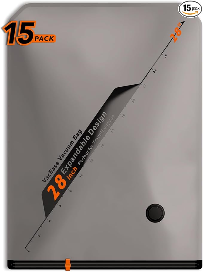 15 Pack 28" Vacuum Bags for Storage - No Pump, Compact & Airtight
