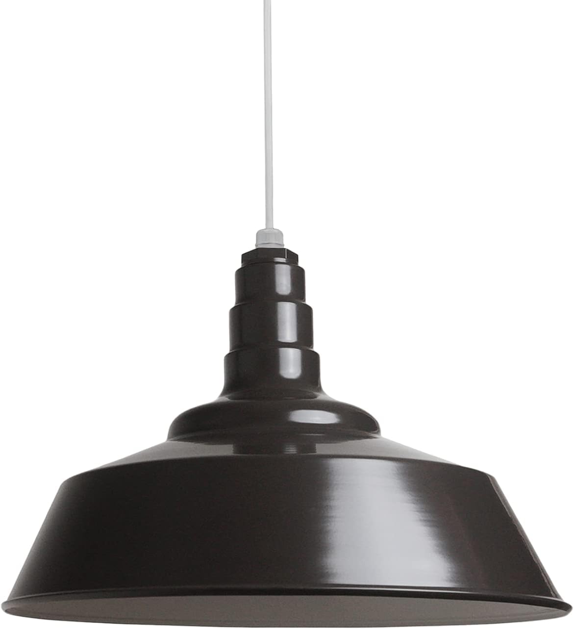 Steel Lighting Co. Manhattan Warehouse Light | Ceiling Mounted Pendant | 20 inch Dome | White Cord | Large Steel Barn Light Made in America | Dark Bronze Exterior/White Interior