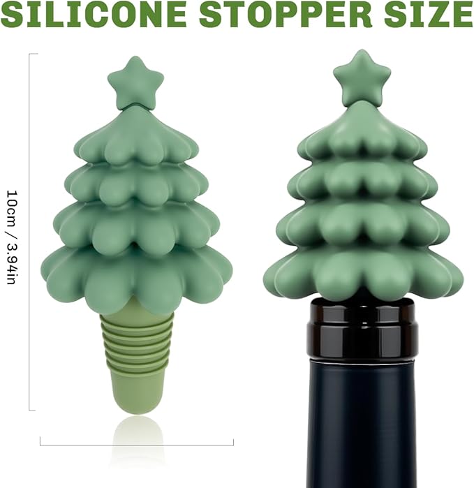 Christmas Tree Silicone Wine Stoppers,Christmas Stocking Stuffers Kitchen Gadgets Gifts for Adults,Funny White Elephant Santa Gag Gifts