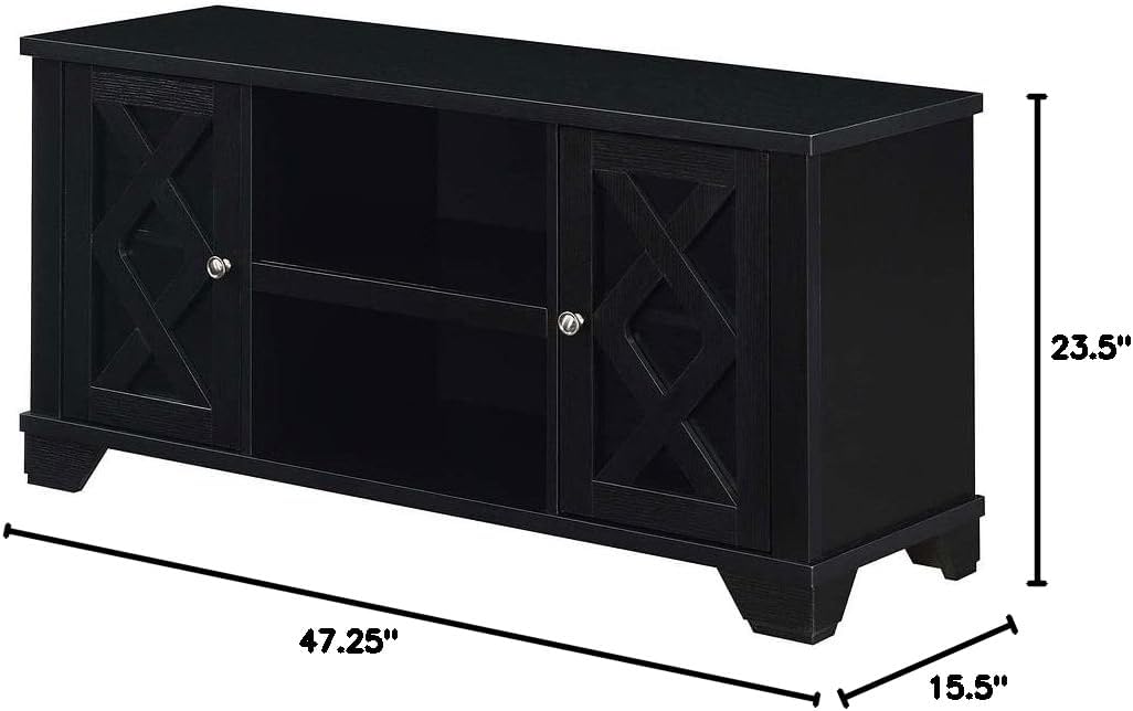 Convenience Concepts Gateway TV Stand 47.25" - Family Room Entertainment Center with Storage Cabinets and Shelves, Traditional TV Console for Living Room, Office, Black