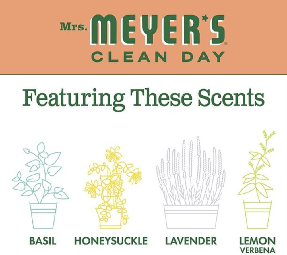 Mrs. MEYER'S Kitchen Set, Dish Soap, Hand Soap, and Multi-Surface Cleaner, 3 CT (Geranium)