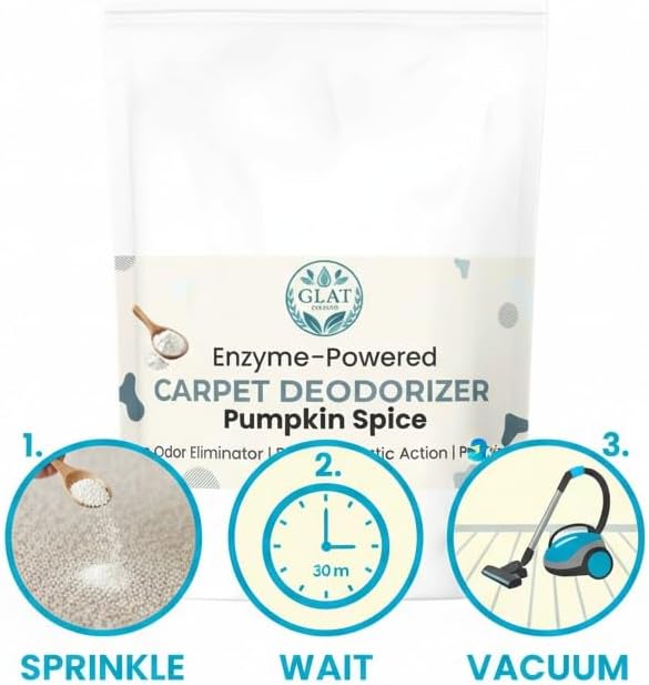 Enzyme-Powered Carpet Deodorizer (Powder) - Pumpkin Spice Scent | Natural Pet Odor Eliminator | Bio-Enzymatic Formula, Premium Performance, Eco Friendly | 16 oz