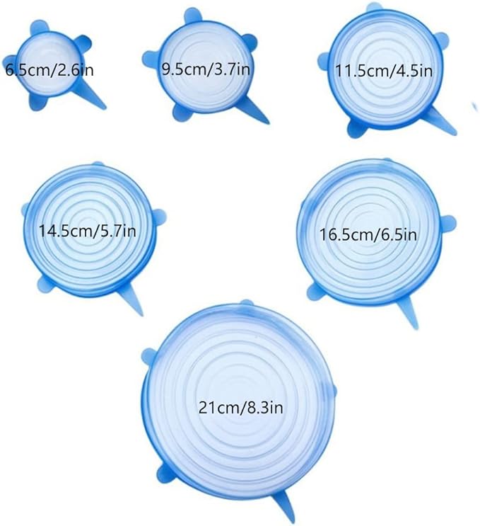 12 pcs Silicone Stretch lids set, 6 Sizes, Reusable Food Storage Covers ，Silicone Bowl Covers，Flexible to Fit All Shape of Containers，Food Cover to Keep Food Fresh (pink,white)