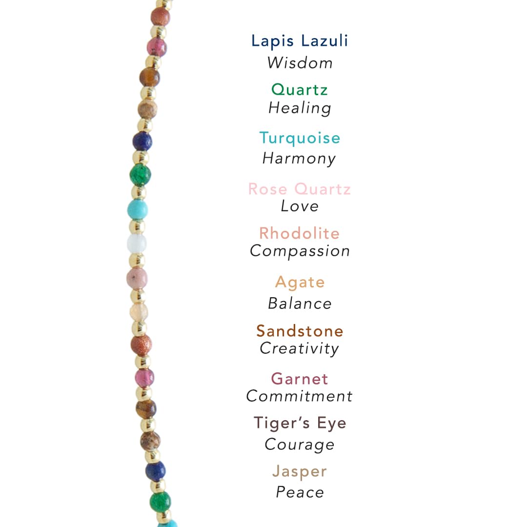 Lotus and Luna 2MM Master Healer Energy Chakra Healing Dainty Layered Bracelet with Real Stones Jade, Pearl, Rose Quartz, Amethyst, Moonstone (Master Healer Silver)