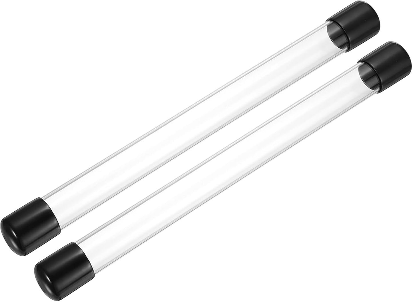 PATIKIL Clear Rigid Tube Round Plastic Tubing with Black Rubber Caps Polycarbonate Water Pipe, 305mm/ 12 Inch Length, 22mmx26mm/0.87"x1.02", 2 Set