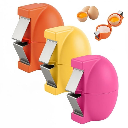 2026 New 3Pcs Stainless Steel Egg Shell Opener, Multifunctional Egg Cracker Tool for Raw & Hard-Boiled Eggs, Handheld Kitchen Gadget for Easy Peeling, Separating & Home Baking