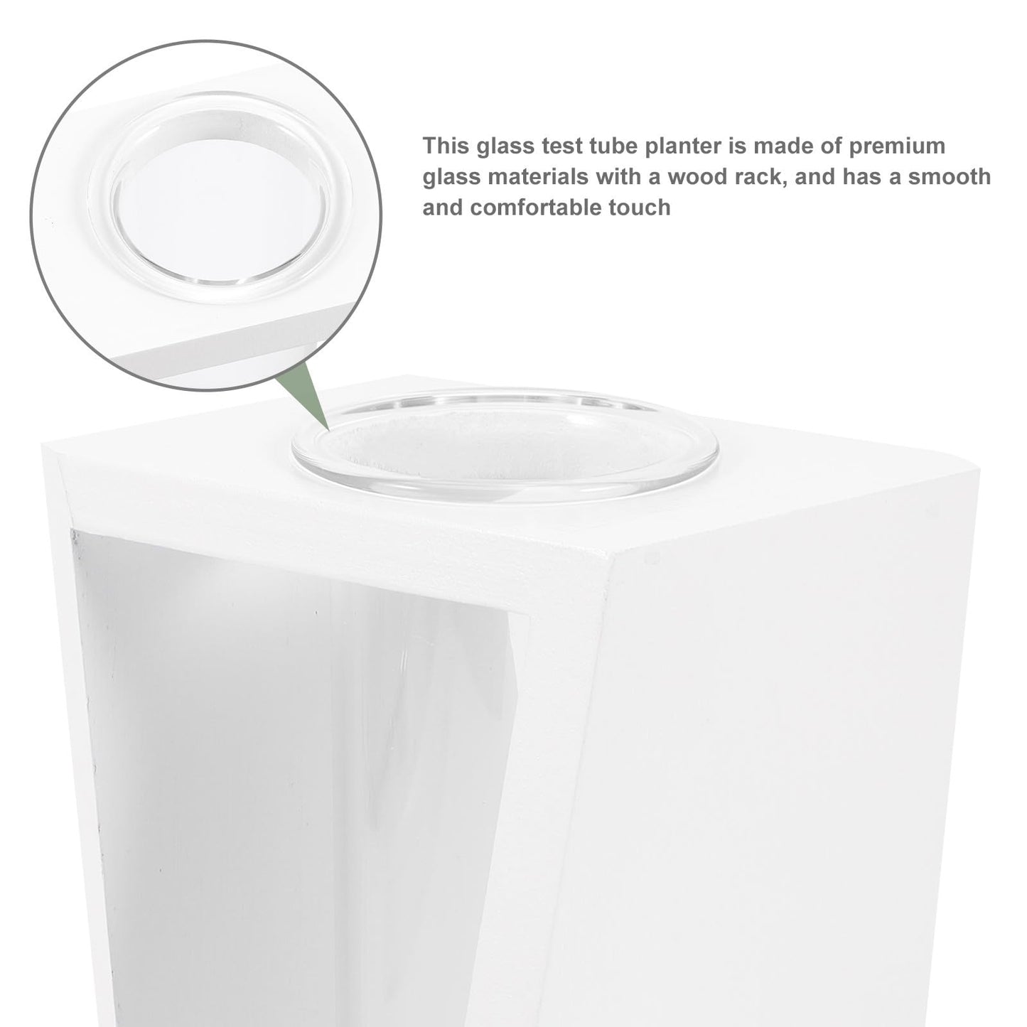 Cabilock Test Tube Vase with White Wood Rack, Small Glass Propagation Tubes for Indoor Hydroponic Plants, Decorative Home Garden Terrarium Container for Plant Propagation