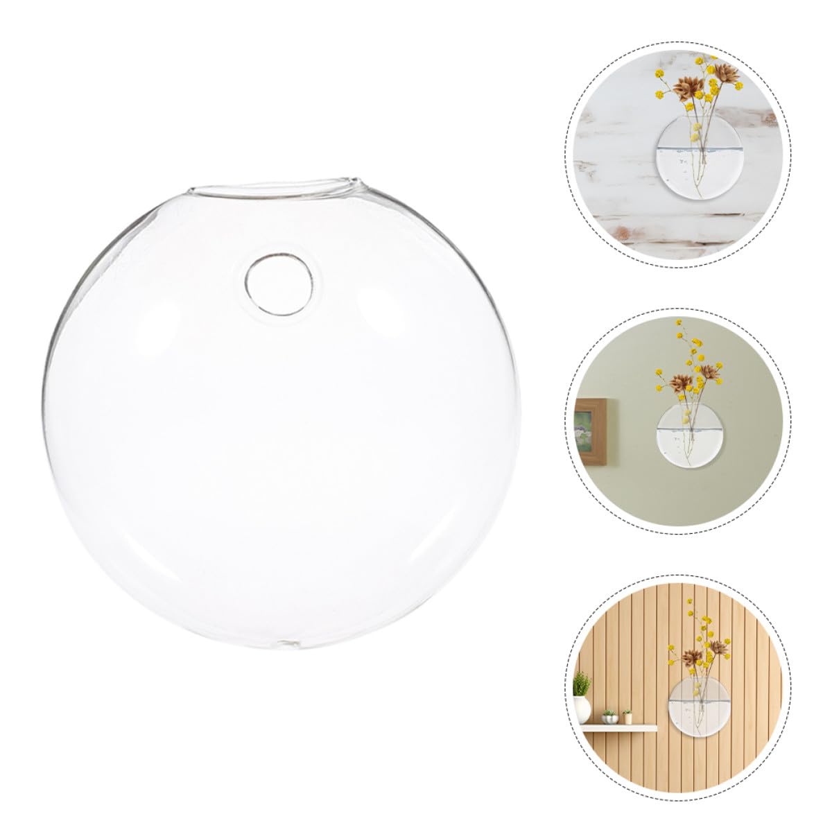 GOOHOCHY 2pcs Wall Hanging Hydroponic Glass Vases Flat Plant Terrarium for Indoor Plant Wall Decor Home and Office