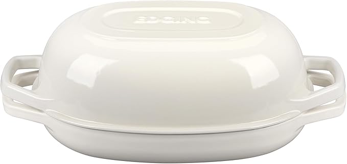 Enameled Cast Iron Oval Dutch Oven Pot with Lid, Dutch Oven for Sourdough Bread Baking, Oval Bread Pan, Bread Oven, Bread Dutch Oven, 5qt, White