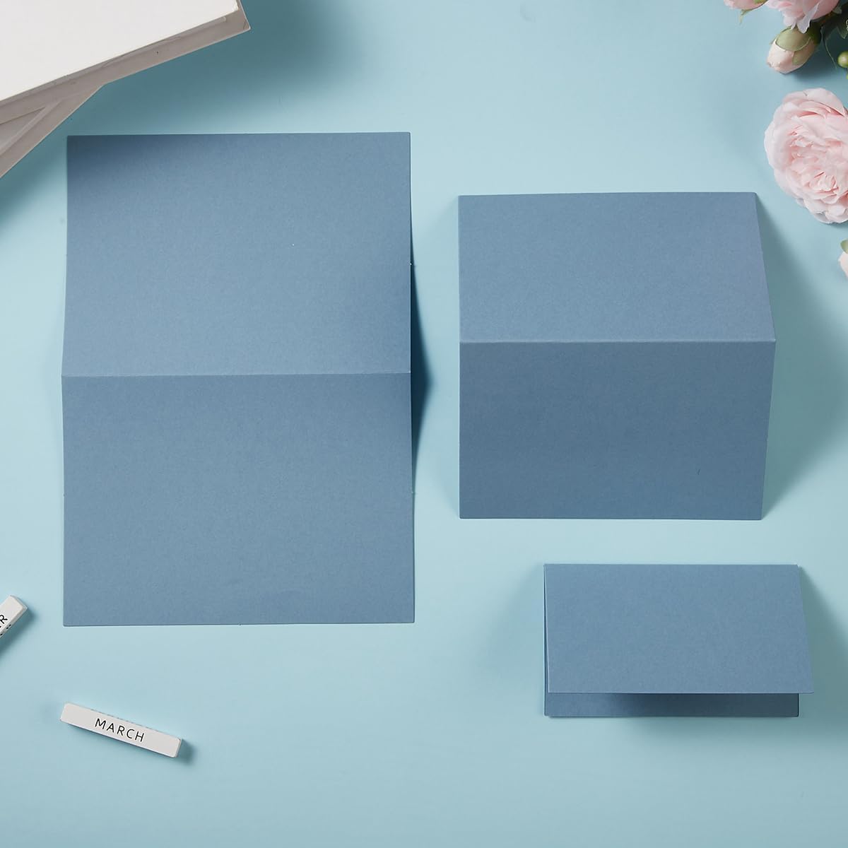 50 Pack Blank Cards Folded Cardstock Thank You Blank Greeting Cards for Invitations, Wedding, Greeting Cards, All Occasion DIY (Dusty Blue, 5x7)