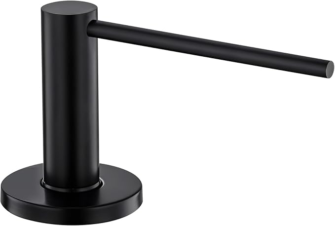GAPPO Soap Dispenser for Kitchen Sink, Built in Sink Soap Dispenser, Matte Black Stainless Steel Pump Head, Lotion Dispenser with Refillable 17 OZ Bottle