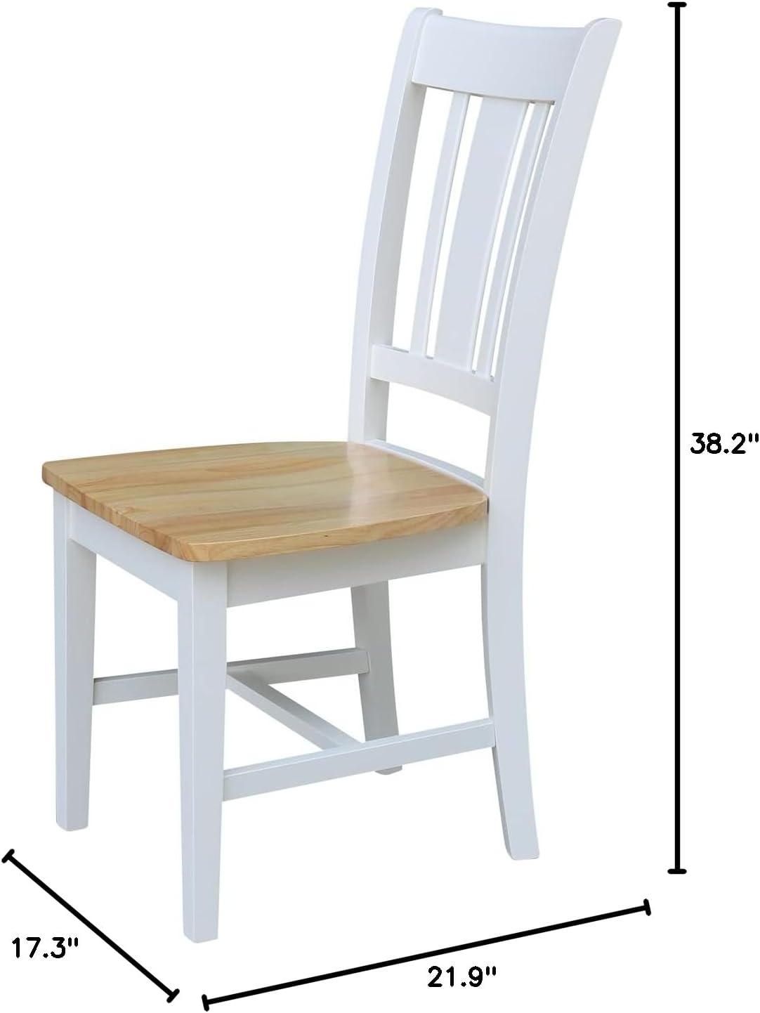 International Concepts San Remo SplatBack Dining Chairs Set of 2 White/Natural Parawood Construction - Solid Wood|17.3" W x 21.9" D x 38.2" H | 225 lb Weight Capacity - Chairs, White/Natural