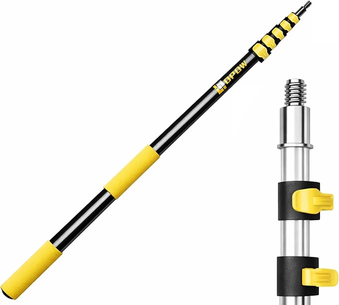 5-24 FT Reach Telescopic Extension Pole, Multi-Purpose Aluminum Alloy Telescoping Rod with Flip-Lock Design, Sturdy for Painting Dusting, High House Maintenance, and Window Cleaning