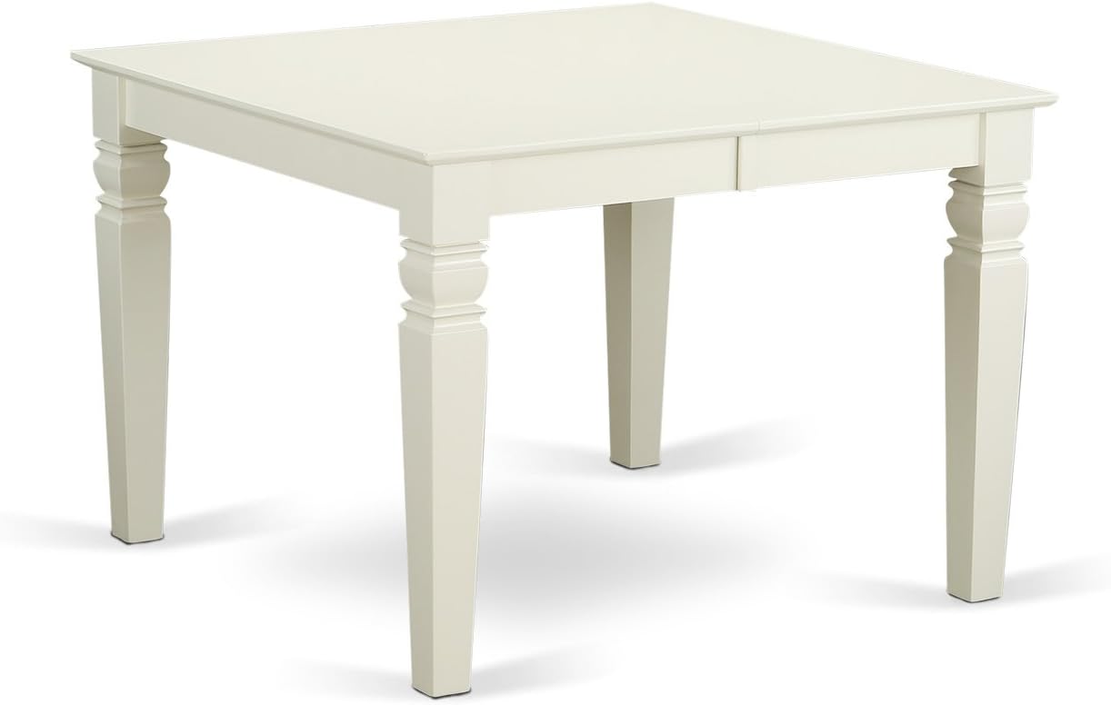 East West Furniture WEIP5-LWH-W 5 Piece Dining Set Includes a Rectangle Dining Table with Butterfly Leaf and 4 Kitchen Chairs, 42x60 Inch, Linen White