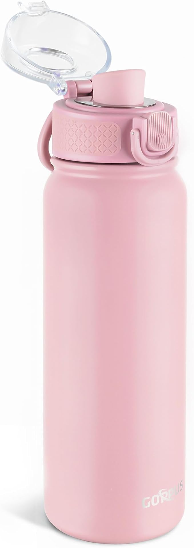 GOPPUS Insulated Water Bottle 20oz Stainless Steel BPA-Free Sports Bottle Ideal for School and Travel Silicone Spout Lid Prevents Leaks, Sweat, and Dust (Soot powder)