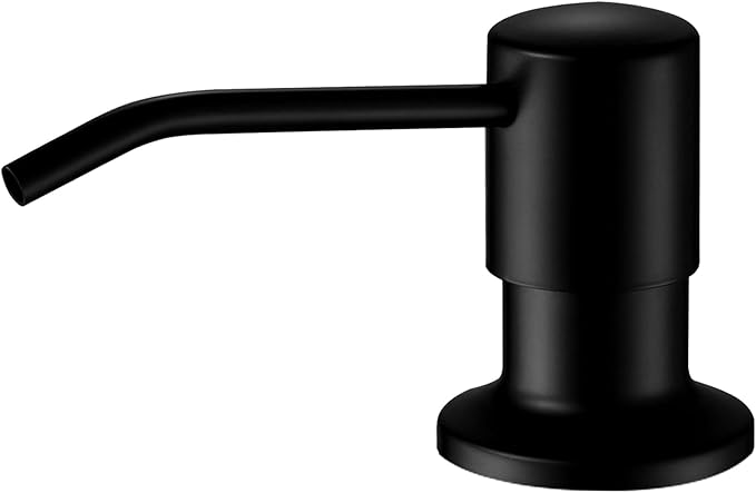 Built in Soap Dispenser for Kitchen Sink Matte Black Stainless Steel Pump Head, Counter Soap Dispenser Refill from The Top with 17 Oz PE Bottle