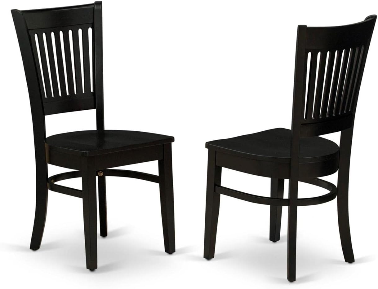 East West Furniture DMVA3-BLK-W 3 Piece Dinette Set for Small Spaces Contains a Round Dining Table with Dropleaf and 2 Dining Chairs, 42x42 Inch, Black