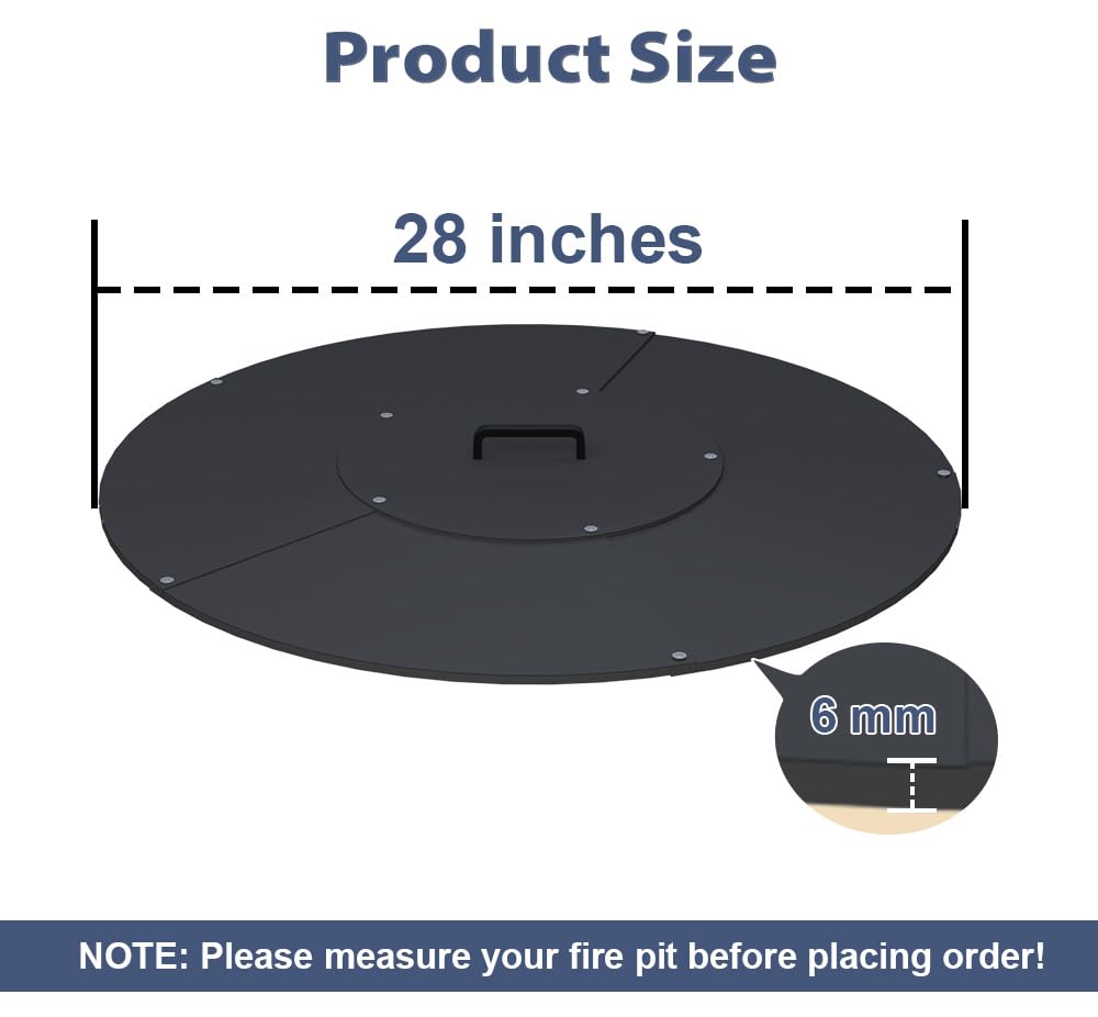 Ardier 32" Round Fire Pit Lid Fits for Bonfire Pits up to 30", Metal Cover with Handle, All-Weather Resistance Outdoor Firepit Accessory, Smokeless Fire Pit Cover for Fire Tables