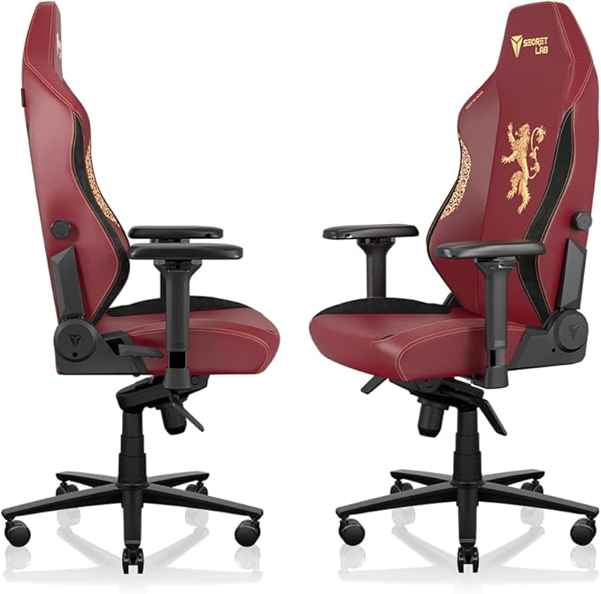 Secretlab Titan Evo House Lannister Gaming Chair - Reclining - Ergonomic & Comfortable Computer Chair with 4D Armrests - Magnetic Head Pillow & 4-Way Lumbar Support - Red/Gold - Leatherette