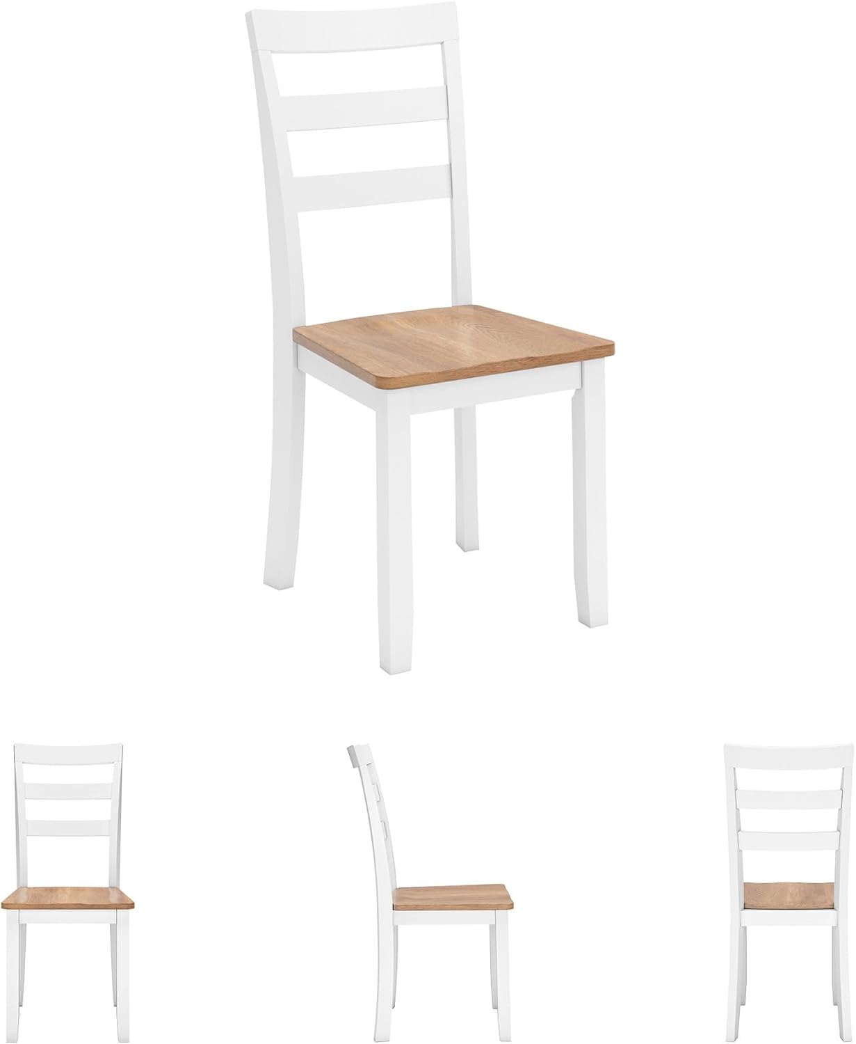 Signature Design by Ashley Gesthaven Solid Wood Frame Dining Chair, Set of 2, White/Natural