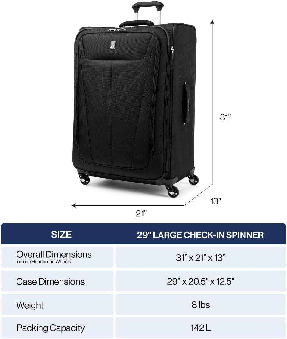 Travelpro Maxlite 5 Softside Expandable Checked Luggage with 4 Spinner Wheels, Lightweight Suitcase, Men and Women, Orchid Pink Purple, Checked Large 29-Inch