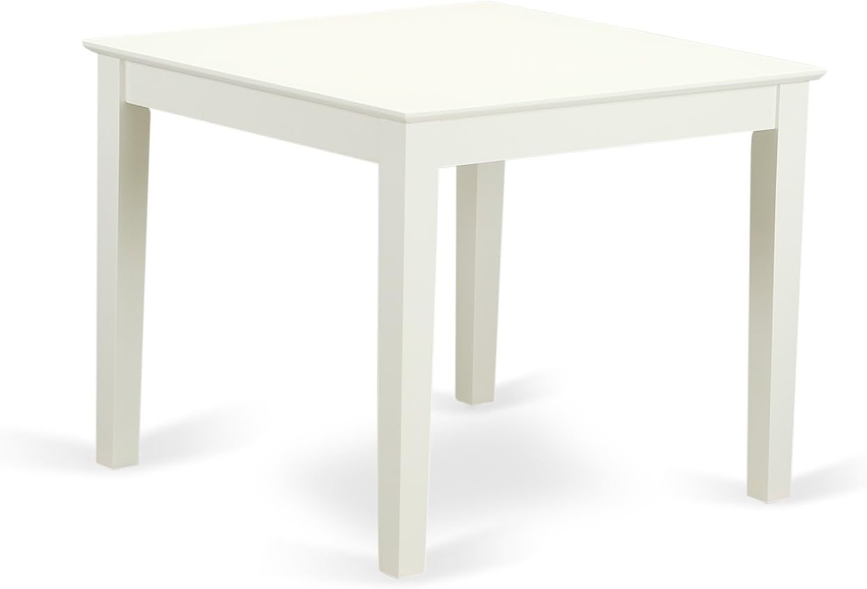 East West Furniture OXEN5-LWH-06 5 Piece Modern Dining Table Set Includes a Square Wooden Table and 4 Dark Shitake Linen Fabric Upholstered Parson Chairs, 36x36 Inch, Linen White