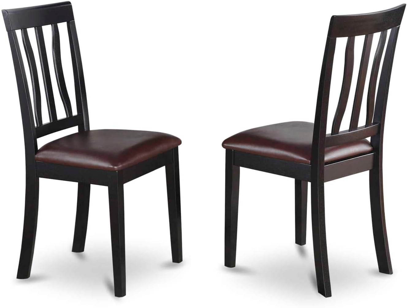East West Furniture ESAN3-BCH-LC 3 Piece Kitchen Table & Chairs Set Contains a Round Dining Room Table with Pedestal and 2 Faux Leather Upholstered Dining Chairs, 30x30 Inch, Black & Cherry