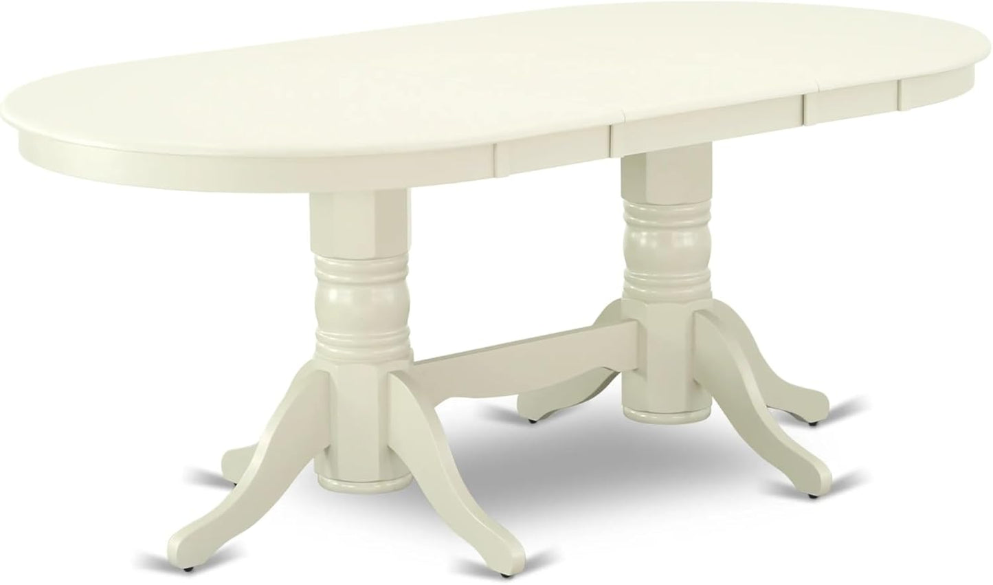 East West Furniture VAAS9-LWH-43 9 Piece Dining Room Set Includes A Wooden Dining Table and 8 Willow Green Polyester Fabric Parsons Chairs, Linen White
