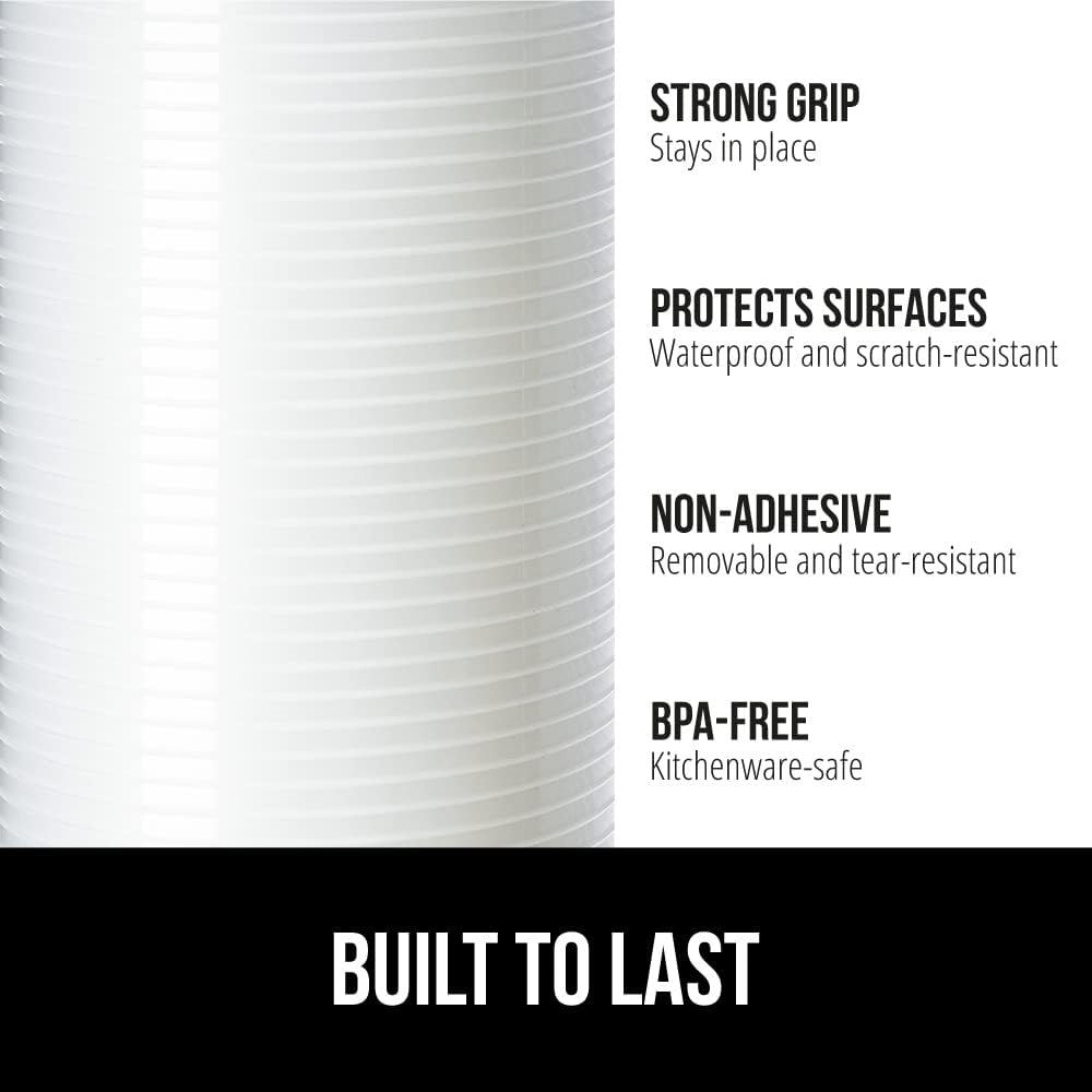 GORILLA GRIP DuraGuard Shelf Liner, Pack of 2 12x20, Non-Adhesive Cabinet Liners for Kitchen Drawers, Shelves, Refrigerator, Pantry Storage, Bathroom, Durable Waterproof BPA Free Ribbed Plastic, Clear