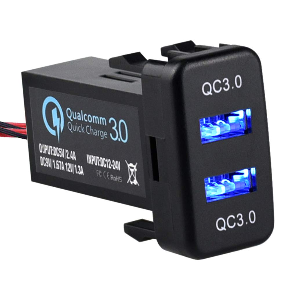 Cllena Quick Charge 3.0 Dual Usb Port Charger Socket For Toyota