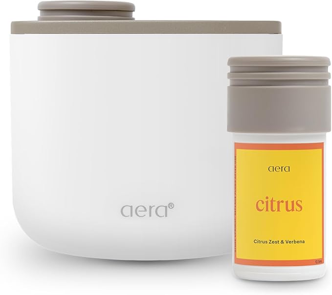 AERA Mini Home Fragrance Diffuser and Mini Citrus Scent Refill Bundle - for Rooms 100-500 Sq Ft - Alexa Compatible, Hypoallergenic, Family and Pet Safe, App Controlled