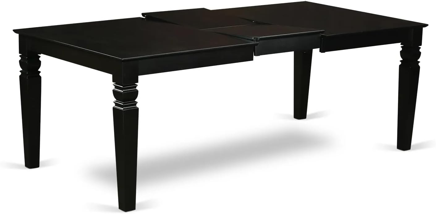 East West Furniture LGDA7-BLK-32 7 Piece Kitchen Table Set Consists of a Rectangle Dining Table with Butterfly Leaf and 6 Polyester Fabric Padded Chairs, 42x84 Inch, Black