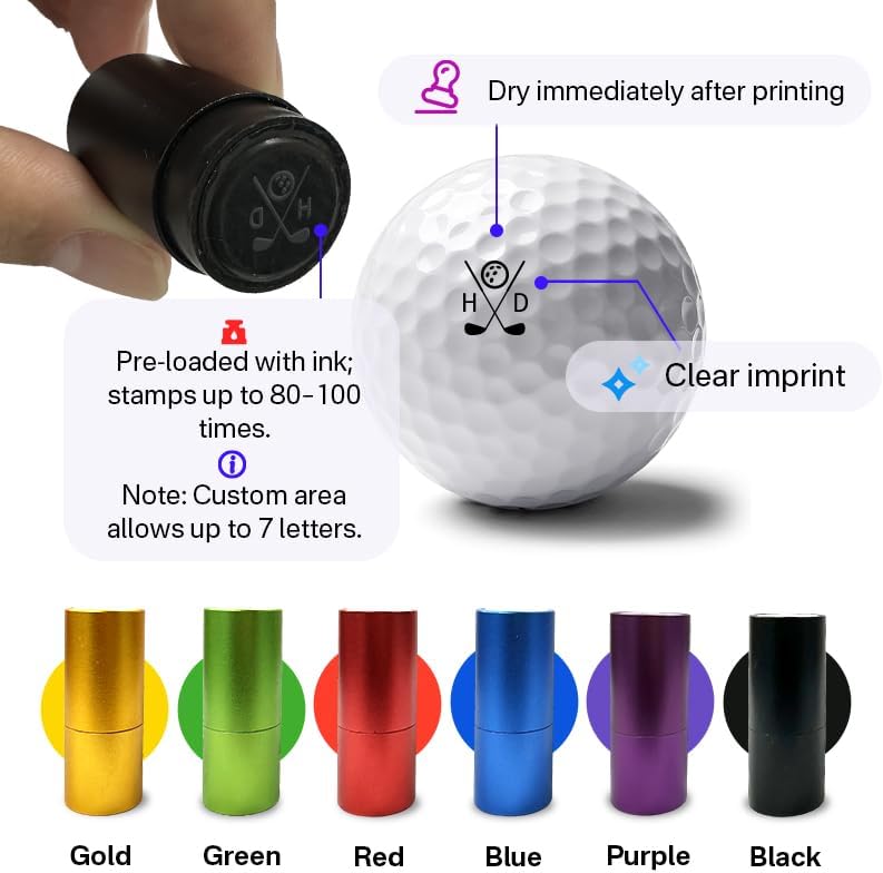 HDSD Custom Golf Ball Stamp Personalized Stamper with Ink for Your Own Golf Ball Monogram Logo Name,Golf Accessories Gifts for Men Dad Husband Golfers