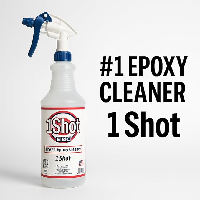 #1 Epoxy Cleaner – 1 Shot 32 oz Spray Bottle | Pre-Diluted & Ready-to-Use | Removes Tire Marks, Oil & Grime | No Haze or Sticky Residue | For Epoxy Floors & Sealed Concrete