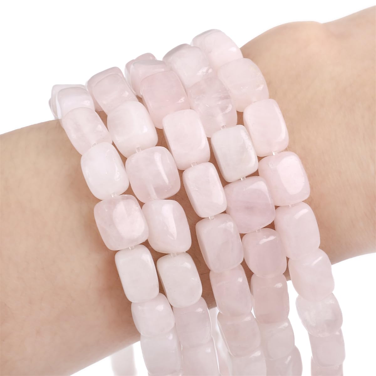 BEADIA Natural Rose Quartz Cuboid Stone Loose Semi Gemstone Beads for Jewelry Making 8mmx12mm 38cm/Strand