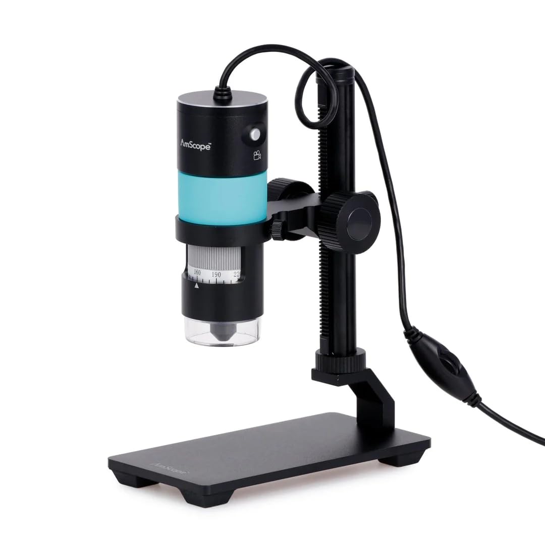 AmScope 8.3MP Professional Polarizing Handheld Digital USB Microscope w/ 10X-280X Magnification, LED Illuminator, and Gooseneck