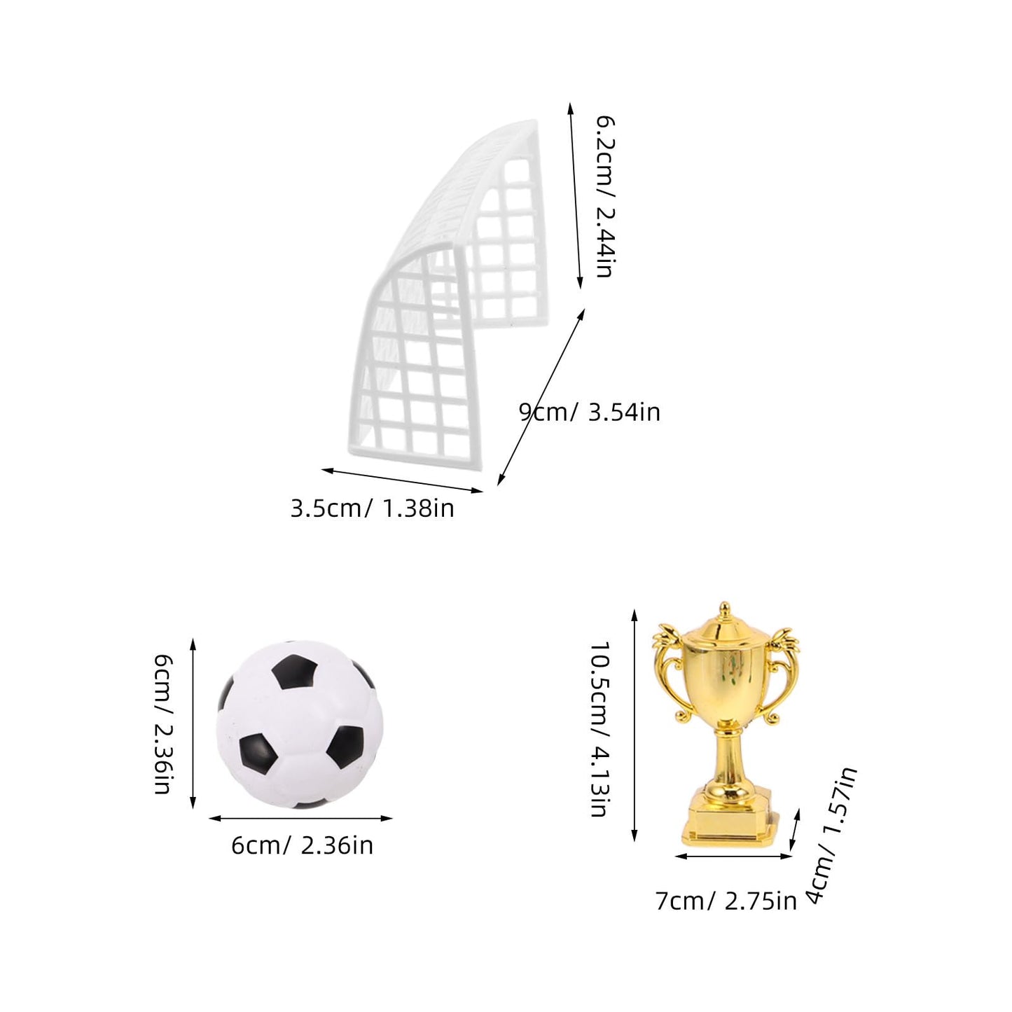 VOSAREA 1 Set Mini Soccer Trophy Football Player Figurines, Sports Cupcake Toppers for Birthday Party, Dollhouse Soccer Decor Cake Adornments Set