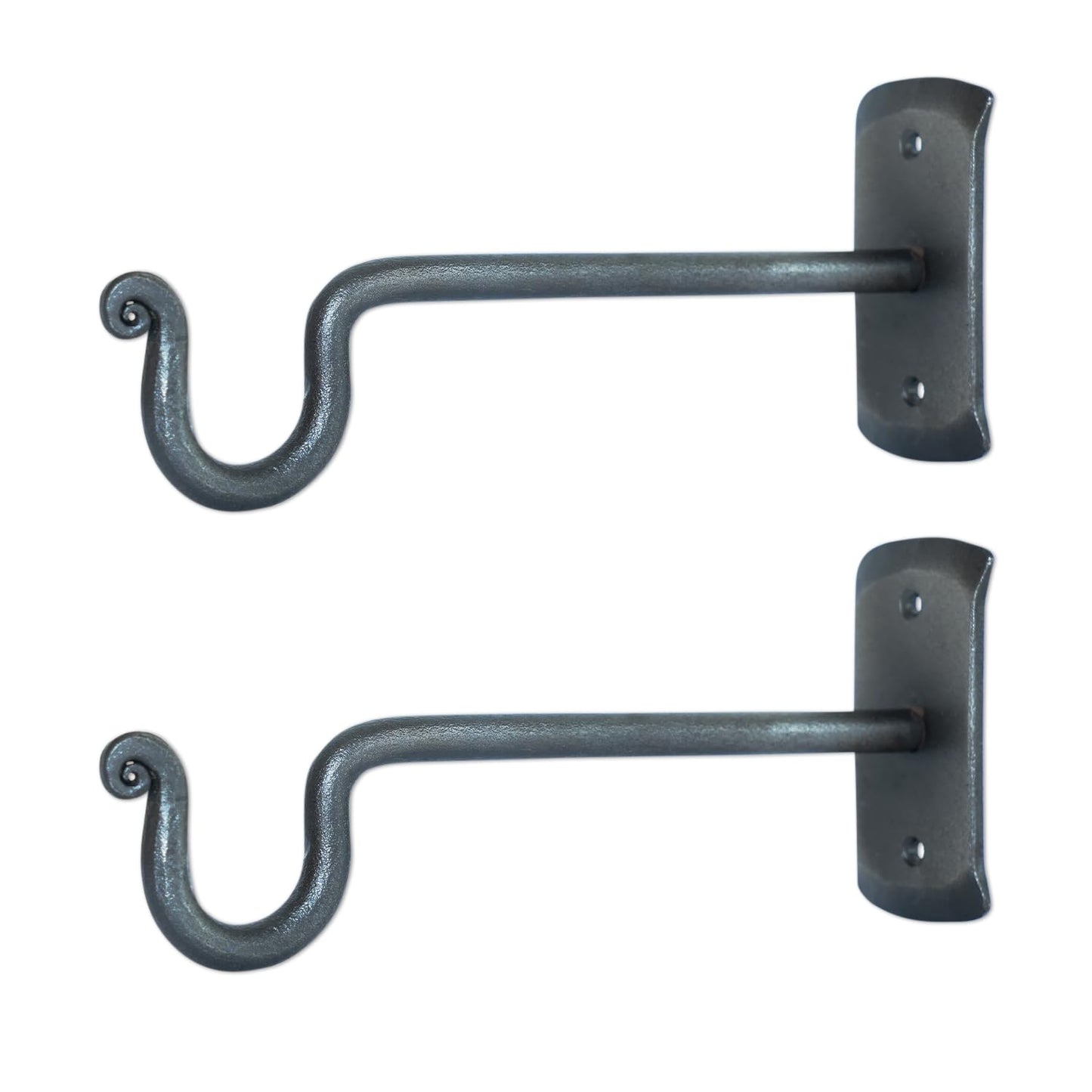 The Metal Magician 2Pc Plant Hangers Outdoor, Indoor, Wrought Iron Metal Hanger Indoor Hook, Heavy Duty Wall Bracket Hooks for Hanging Plants Baskets Lanterns Wind Chimes, Antique Nickel Extended U