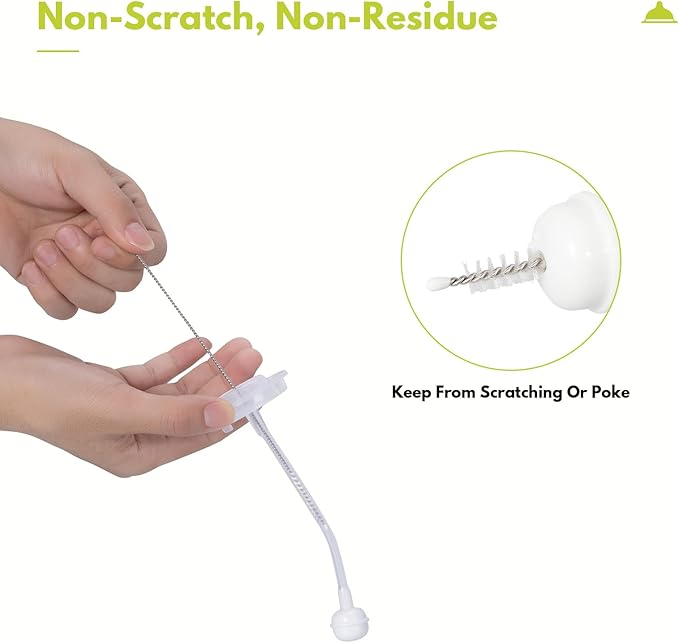 2 Pack Baby Bottle Brush with 4 Pack Straw Brushes, 10.2" Nylon Brushe with Nipple Cleaner and Stand Suction Cup, Green
