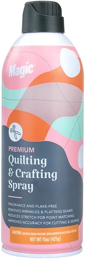Magic Premium Quilting & Crafting Spray Can – Fabric Spray for Cutting, Creasing, & Sewing – Best Press Spray Starch for Quilting to Flatten Seams & Wrinkles – Wrinkle Spray (15oz Aerosol)