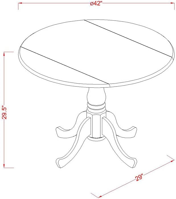 East West Furniture DLPF3-BCH-W 3 Piece Dinette Set for Small Spaces Contains a Round Dining Table with Dropleaf and 2 Dining Chairs, 42x42 Inch, Black & Cherry