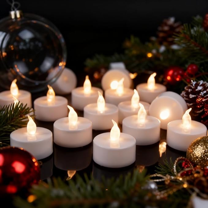 YIWER Battery Tea Lights Candles - LED Tea Lights 200 Hours Pack of 100(Warm White)|50 * 2