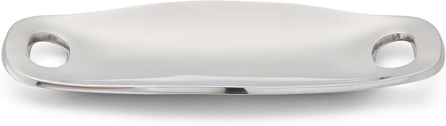 nambe Handled Serving Tray | 14'' Extra Large Platter with Handles | Oven Safe Metal Alloy Tray | Party Serving Plates for Cupcakes, Fruits, Side Dishes, Dessert, Meat (Silver)