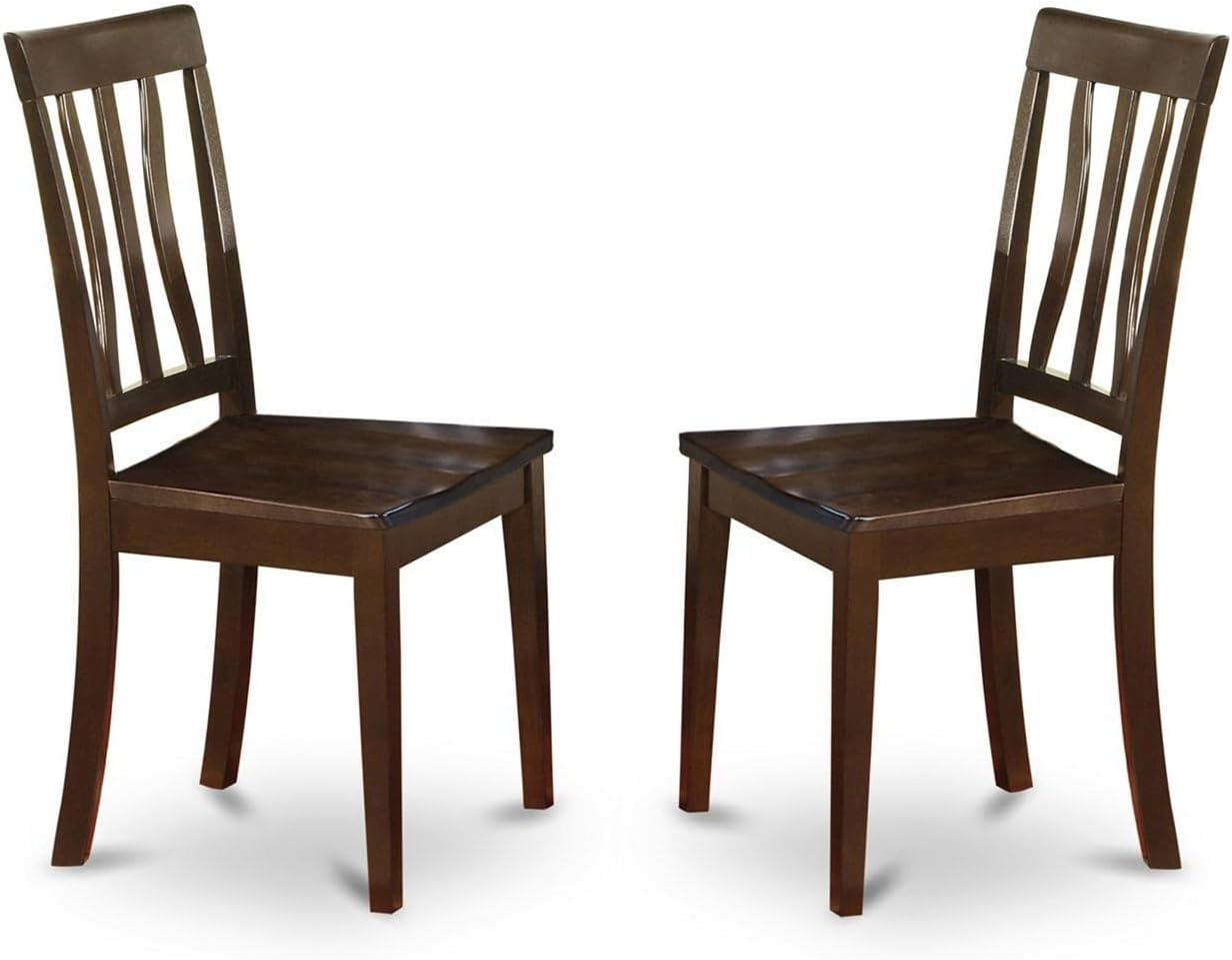 East West Furniture HLAN3-CAP-W 3 Piece Dining Room Furniture Set Contains a Round Kitchen Table with Pedestal and 2 Dining Chairs, 42x42 Inch, Cappuccino