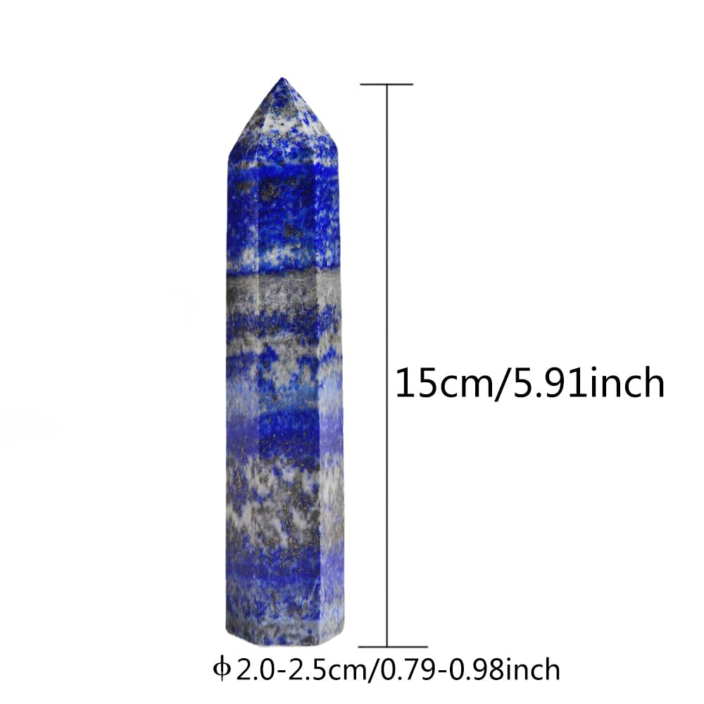 Natural Lapis Lazuli Crystal Point - 5.8-6.2 inch Raw Stone Hand-Polished Wand for Third Eye Activation, Chakra Balancing,Spiritual Healing & Meditation(Lapis Lazuli /5.8-6.2 inch 2pcs)