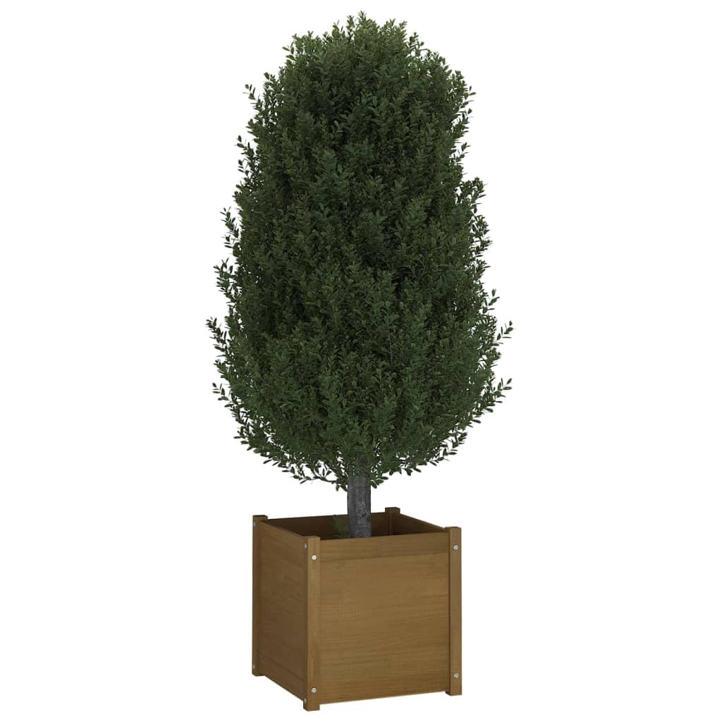 MBDRKVGF Square Garden Planter Box, 19.7-inch Solid Pinewood Outdoor Planting Pot for Flowers, Herbs, Vegetables, Weather-Resistant Decorative Patio Bed
