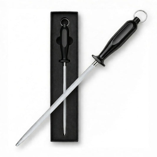 Foyfress Honing Rod 10 Inch, Knife Sharpener for Kitchen Knives, Magnetized High Carbon Steel Honing Steel with Ergonomic Handle, for Chef and Butcher Knives