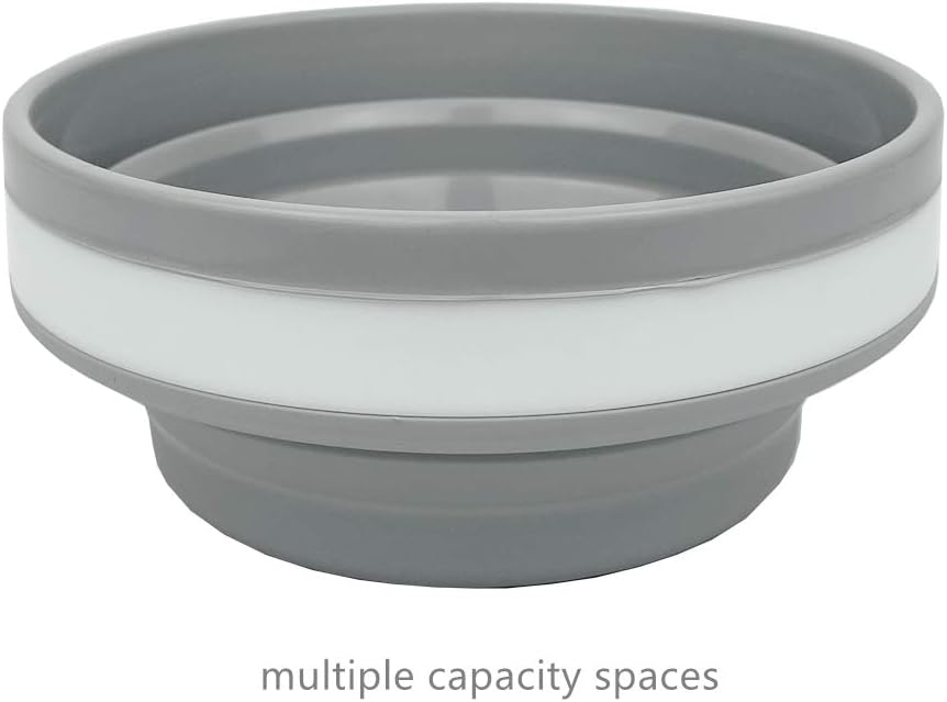 CARTINTS Silicone Collapsible Food Storage Containers with Lids Collapsible Containers Ideal for Travel and Camping, Hiking,32oz/950ml (Grey)