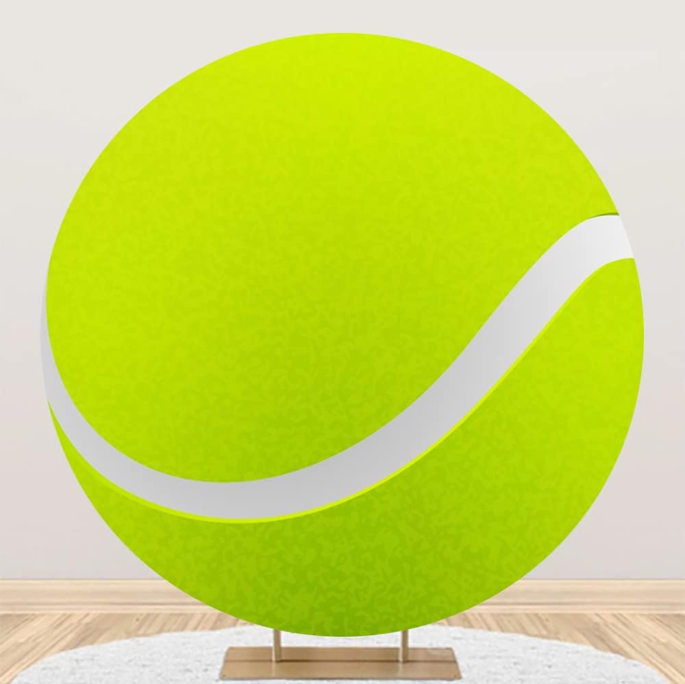 Leyiyi 5.5x5.5ft Tennis Round Backdrop Cover Polyester Green Balls Photography Background Sports Themed Birthday Party Decoration Ball Stadium Game Studio Props Photo Booth,5.5x5.5ft-Diameter
